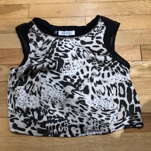 JLO Leopard and black crop top size  XS - Picture 1 of 4